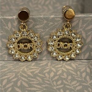 Repurposed Gold Dior Charm Earrings